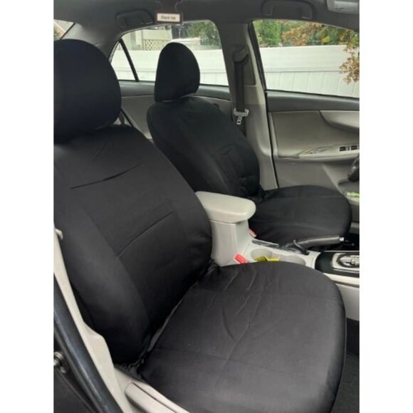 Car Seat Covers Full Set in Charcoal on Black Front and Rear Split Bench - Picture 2 of 3